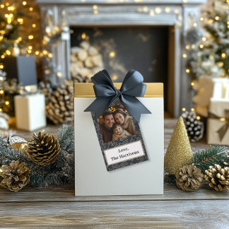 Gold and Navy  Photo Gift Tags