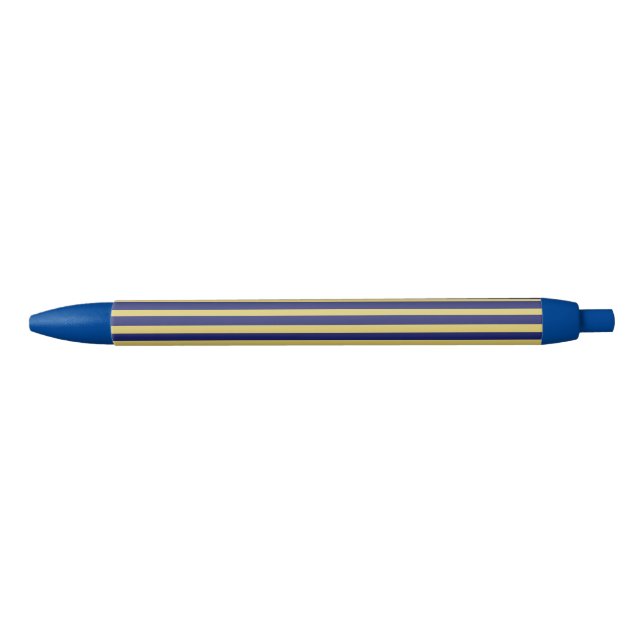 Gold and navy stripes patterned black ink pen (Front)