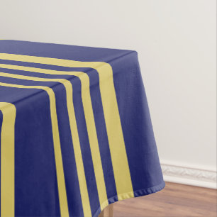 Gold and navy stripes patterned tablecloth