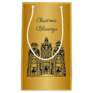 Gold and Navy Three Wise Men Small Gift Bag