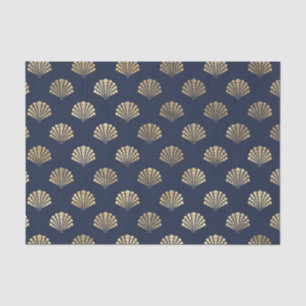 Gold and Navy Vintage Art Deco Flower Pattern  Tissue Paper