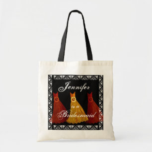 Gold and Orange Bridesmaid Wedding Dresses Tote Bag