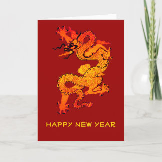 Gold and Orange Dragon for Chinese New Year Holiday Card
