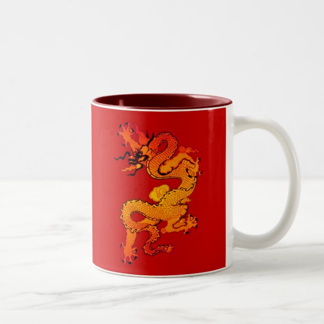 Gold and Orange Dragon for Chinese New Year Two-Tone Coffee Mug (Right)