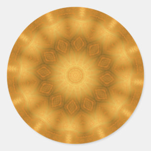 Gold and Orange Kaleidoscope Classic Round Sticker