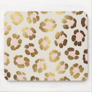 Gold and Pastel Pink Leopard Print Chic Animal Mouse Mat
