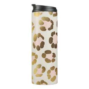 Gold and Pastel Pink Leopard Print Chic Animal Thermal Tumbler