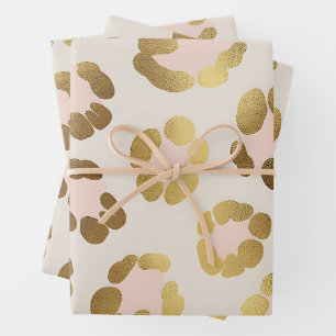 Gold and Pastel Pink Leopard Print Chic Animal Wrapping Paper Sheet