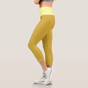 Gold and Pastel Yellow Capri Leggings