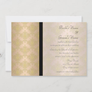 Gold and Peach Damask Wedding Invitations