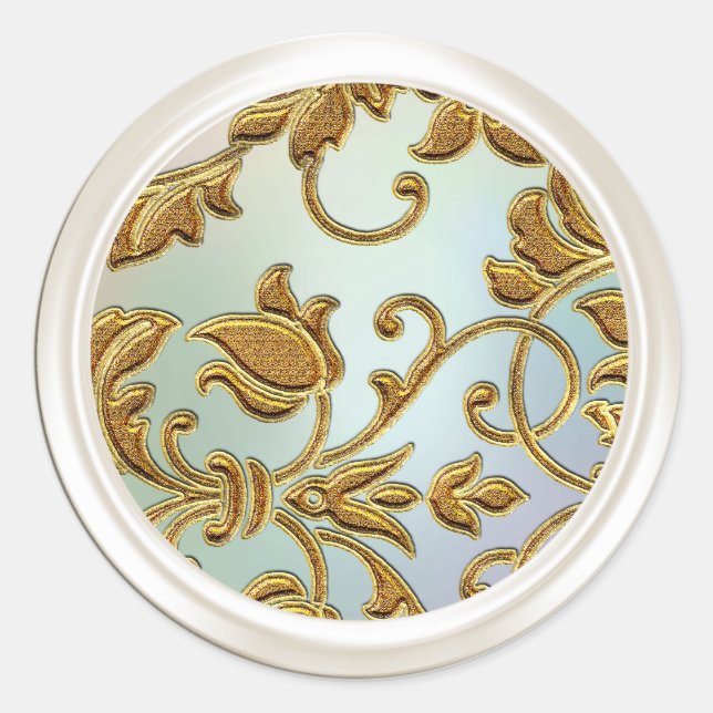 Gold and Pearl Damask Envelope Seal (Front)