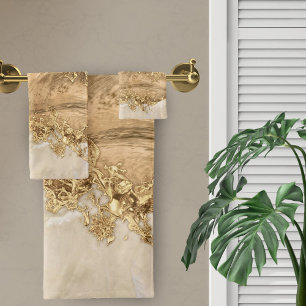 Gold and Pearl - Splatter and flow Bath Towel Set
