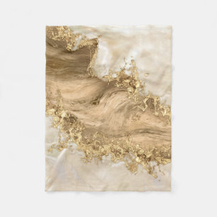 Gold and Pearl - Splatter and flow Fleece Blanket