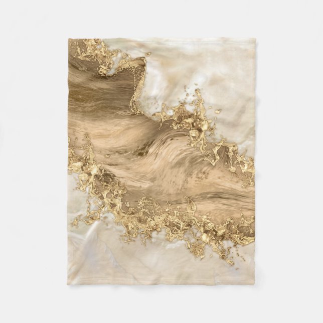 Gold and Pearl - Splatter and flow Fleece Blanket (Front)