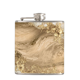Gold and Pearl - Splatter and flow Hip Flask