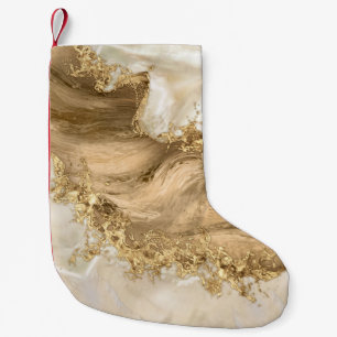 Gold and Pearl - Splatter and flow Small Christmas Stocking