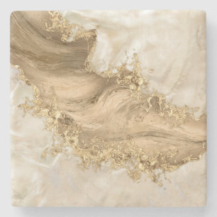 Gold and Pearl - Splatter and flow Stone Coaster
