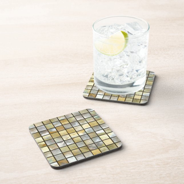 Gold and Pearl Tiles Coaster (Right Side)