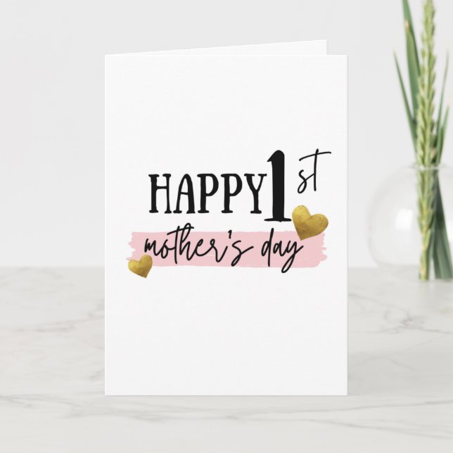 Gold and Pink 1st Mother's Day Card (Front)
