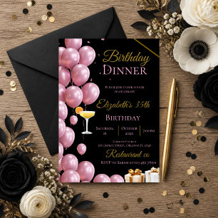 Gold and Pink 35th Birthday Party invitation