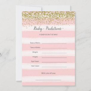 Gold and Pink Baby Predictions Card