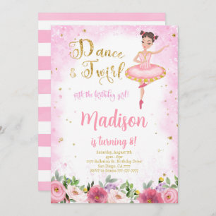 Gold and Pink Ballerina Invitation