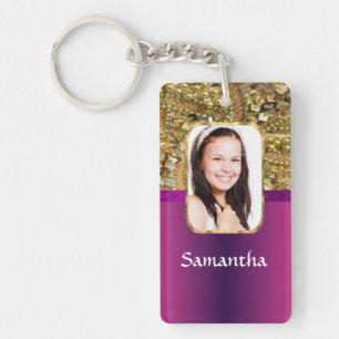 Gold and pink bling key ring