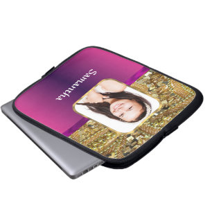 Gold and pink bling laptop sleeve