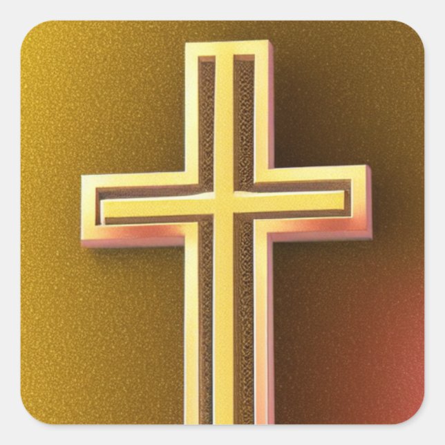 Gold and Pink Cross Sticker (Front)