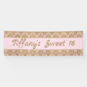 Gold and Pink Damask Celebration Banner