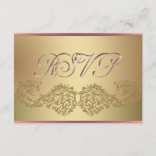 Gold and pink damask RSVP cards