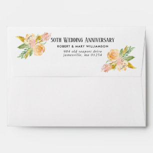 Gold and Pink Floral 50th Wedding Anniversary Envelope