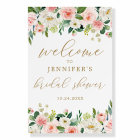 Gold and Pink Floral Bridal Shower Large Welcome