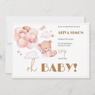 Gold and Pink Girl Baby Shower Invitation