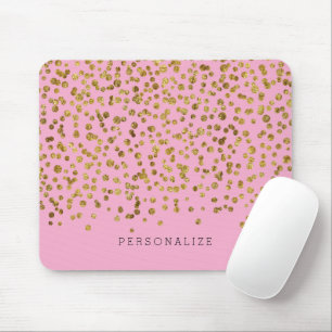 Gold and Pink Glam Confetti Mouse Mat