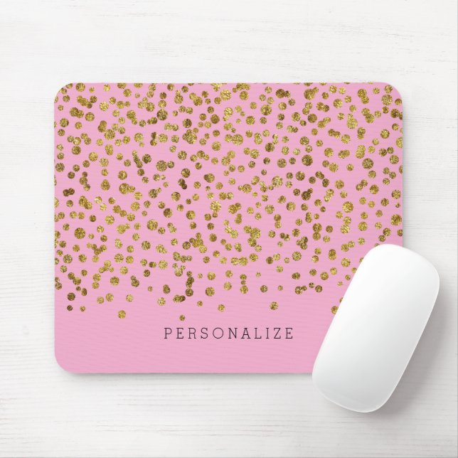 Gold and Pink Glam Confetti Mouse Mat (With Mouse)