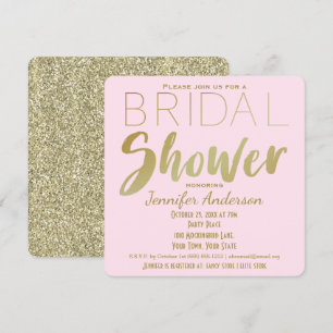 Gold and Pink Glamour Theme Bridal Shower Invitation