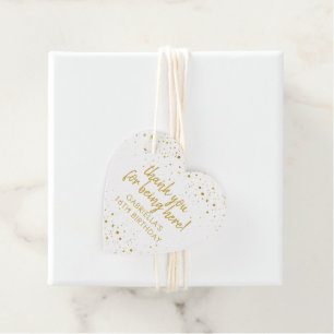 Gold and Pink Glitter Sparkle Thank You Birthday Favour Tags