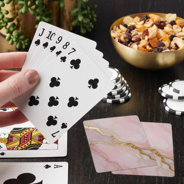 Gold and pink marble texture playing cards (In Situ)