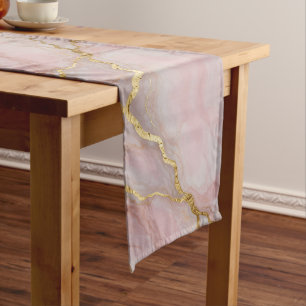 Gold and pink marble texture short table runner