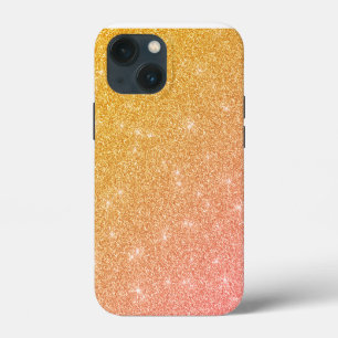 Gold And Pink Ombre Glittered Textured iPhone 13 Mini Case