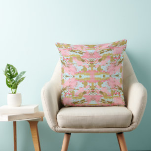 Gold and Pink Paint Splash Cushion
