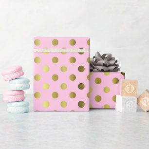 Gold and Pink Polka Dot Wrapping Paper