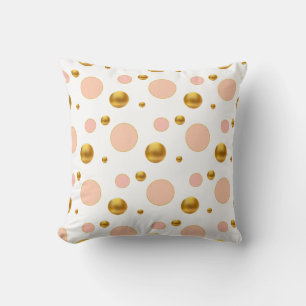 Gold and Pink Polka Dots Cushion