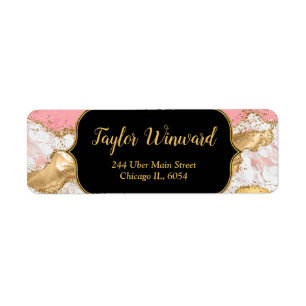 Gold and Pink Sequins Agate