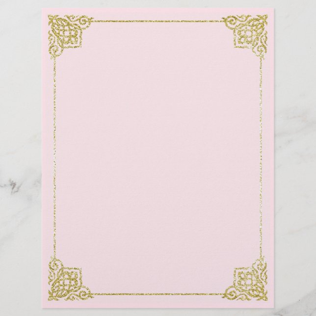 Gold and pink stationery Writing paper 8,5x11 (Front)