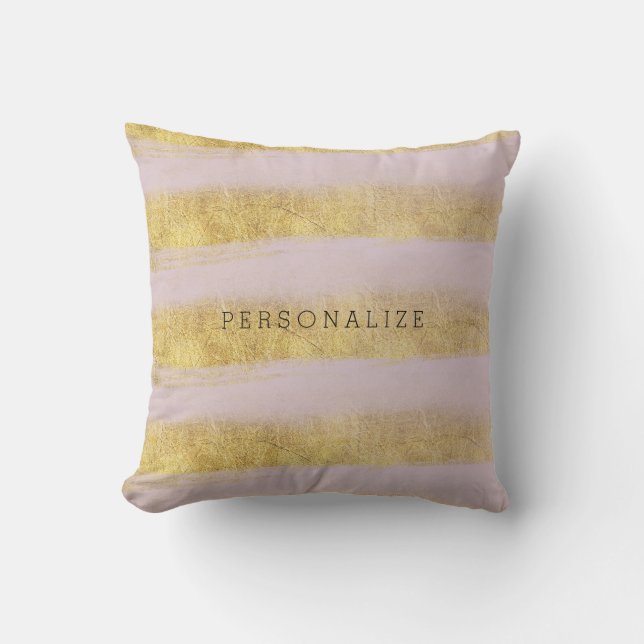 Gold and Pink Stripes Cushion (Front)