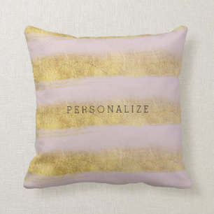 Gold and Pink Stripes Cushion