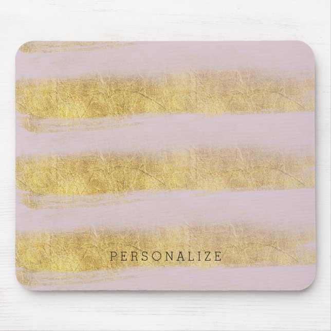 Gold and Pink Stripes Mouse Mat (Front)