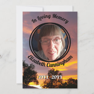 Gold and Pink Sunset Photo Memorial Program Invitation